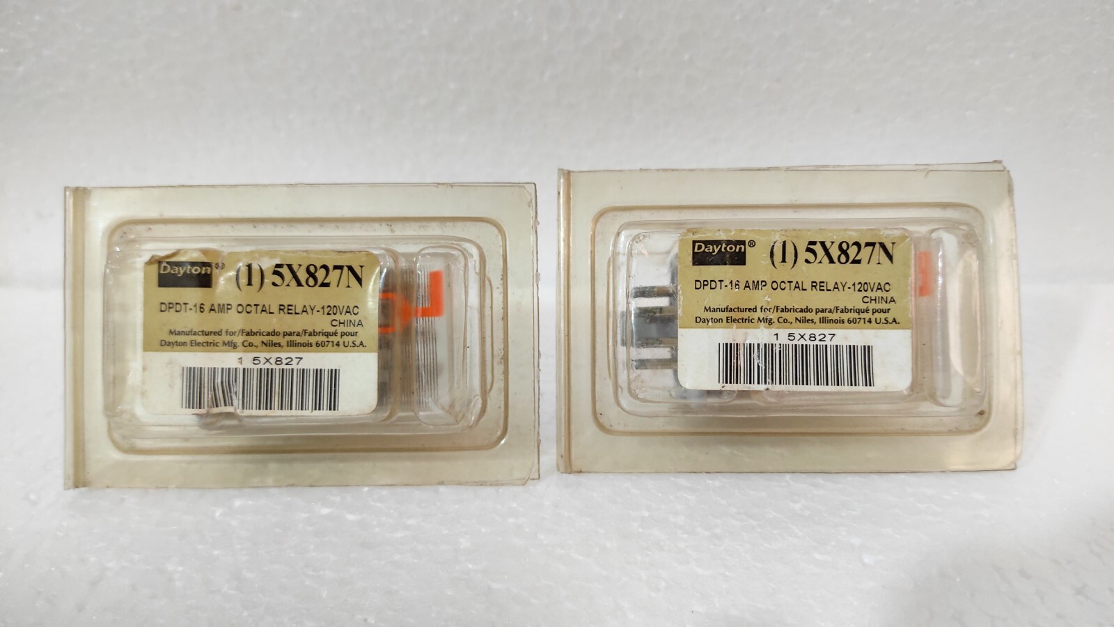 Dayton 5X827N dpdt-16 amp / DPDT-16 AMP Octal Relay Lot of 02 Pcs